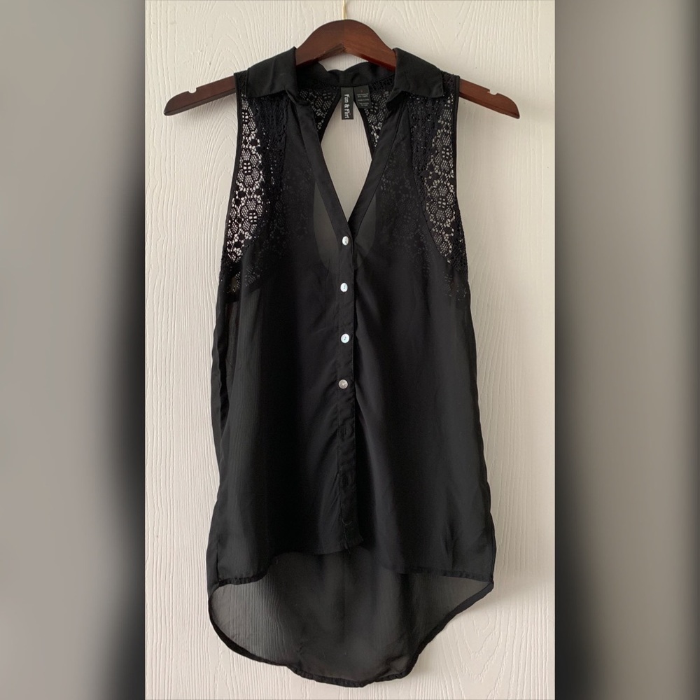 Black button down top